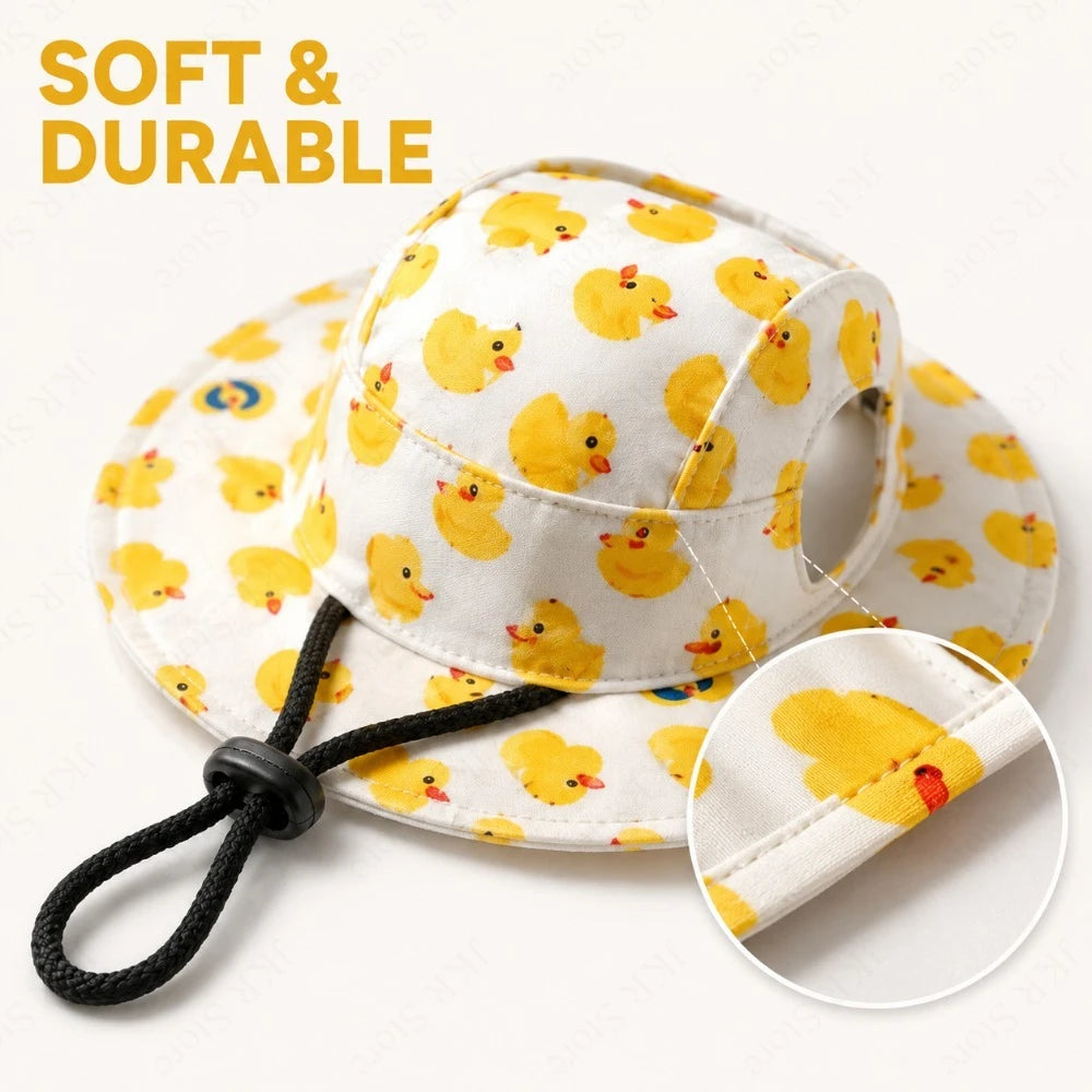 Adjustable Dog Hat Cute Print Cap for Puppies and Small Breeds, Pet Sun Protection Hat for Walking Outdoor Activities