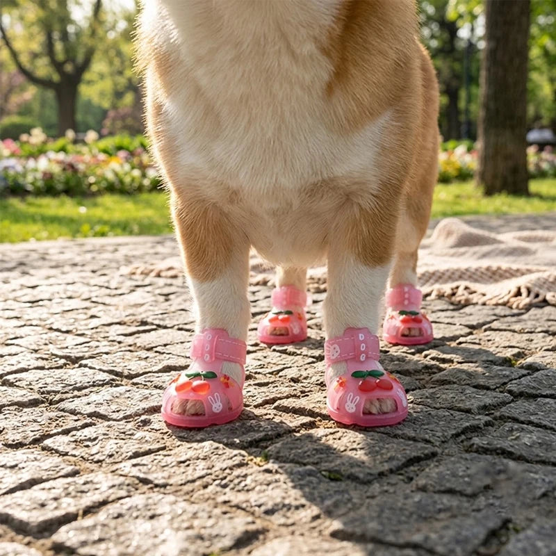 Breathable Pet Shoes Adjustable Non-Slip Dogs Sandals Summer Waterproof Puppy Rain Shoes Outdoor Dog Paw Protector Pets Supplies