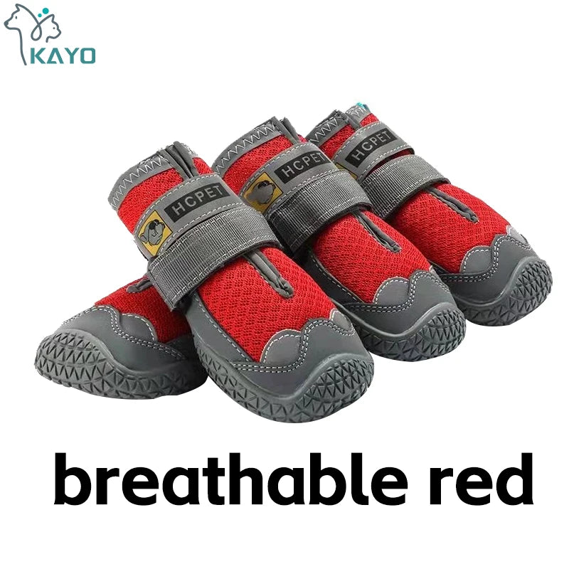 4pcs/set Pet Dog Shoes Reflective Waterproof Dog Boots Warm Snow Rain Pets Booties Anti-slip Socks Footwear For Medium Large Dog
