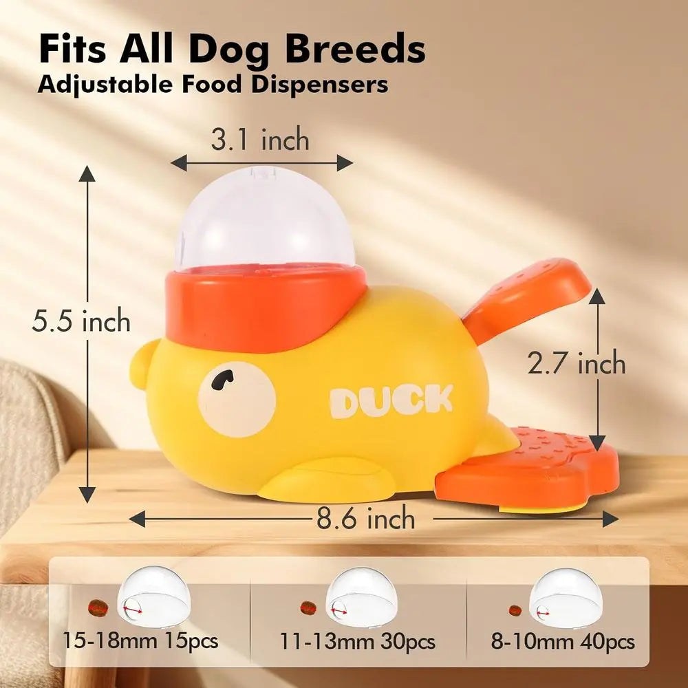 Interactive Dog Treat Dispenser Toy & Slow Feeder Dog Bowls - Duck-Shaped Puzzle Toy for Mental Stimulation, Adjustable Food Out