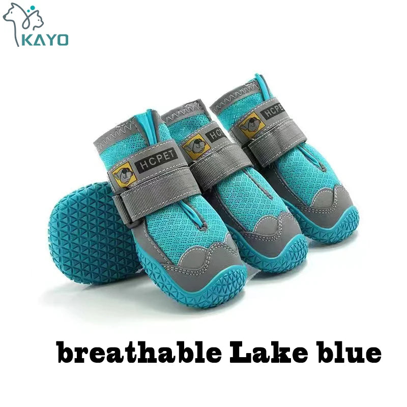 4pcs/set Pet Dog Shoes Reflective Waterproof Dog Boots Warm Snow Rain Pets Booties Anti-slip Socks Footwear For Medium Large Dog