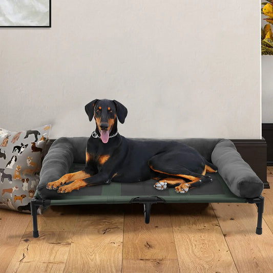 Elevated Dog Bed with Plush Bolster – Indoor & Outdoor, L–2XL