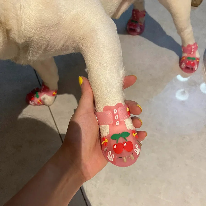 Breathable Pet Shoes Adjustable Non-Slip Dogs Sandals Summer Waterproof Puppy Rain Shoes Outdoor Dog Paw Protector Pets Supplies
