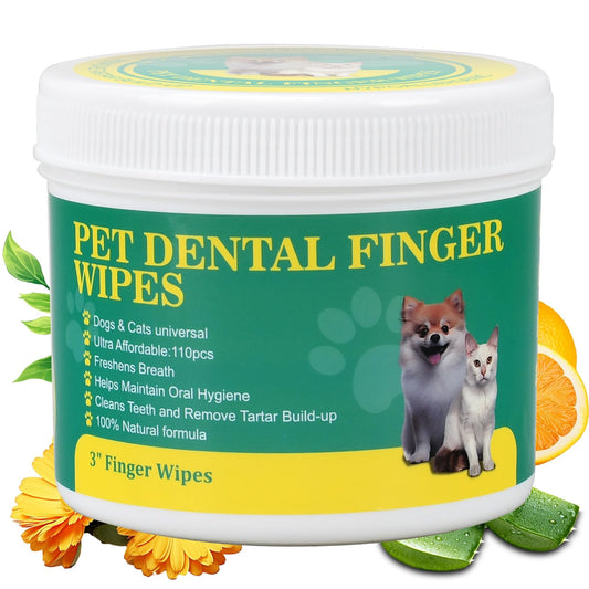 OPULA Dog Dental Finger Wipes for Cats & Dogs – 110 Count