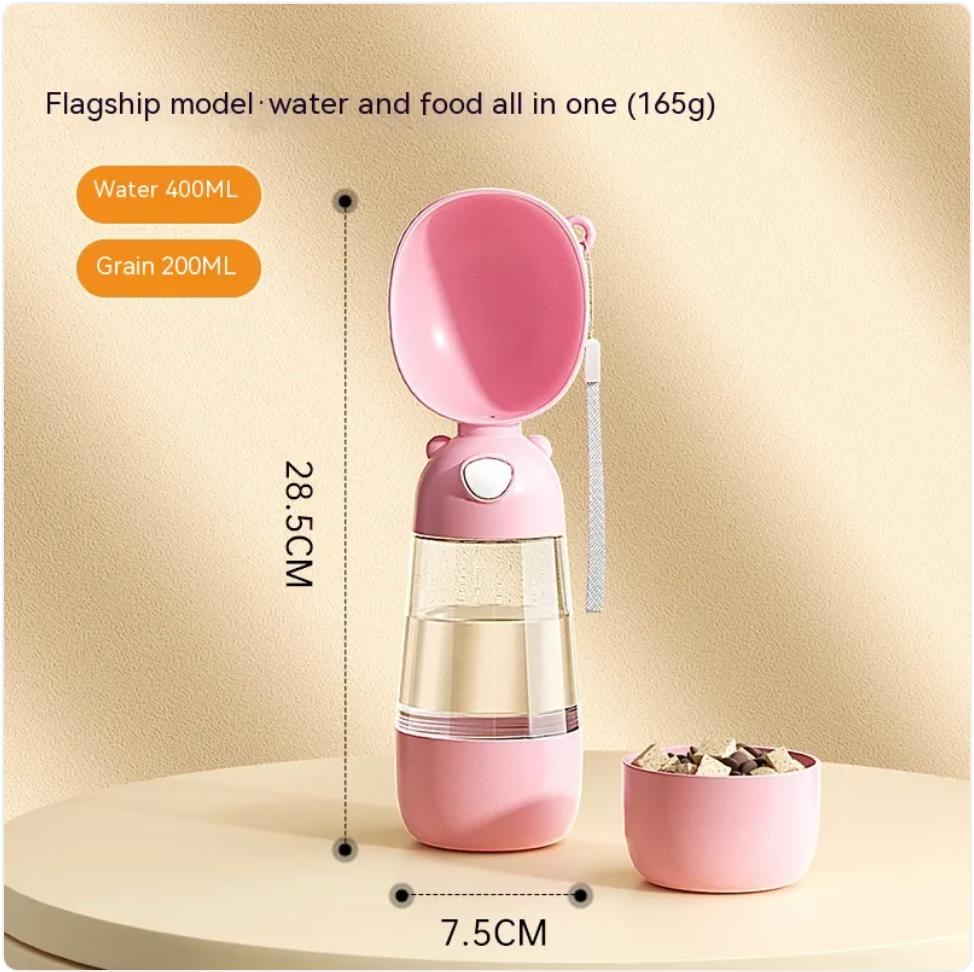 Portable Dog Water Bottle & Feeder – Travel Dispenser and Bowl