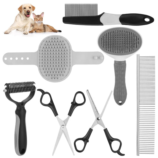 Aiolpy 7-Piece Pet Grooming Kit – Brushes & Combs for All Coat Types