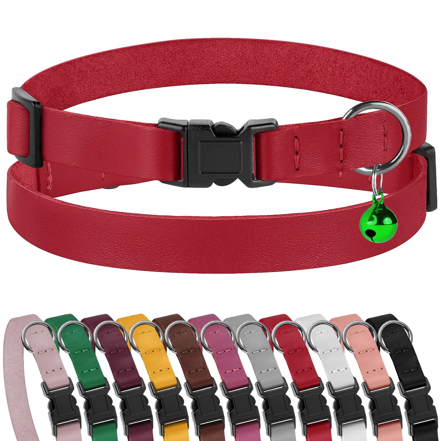 Muromto Leather Breakaway Cat Collar – Red