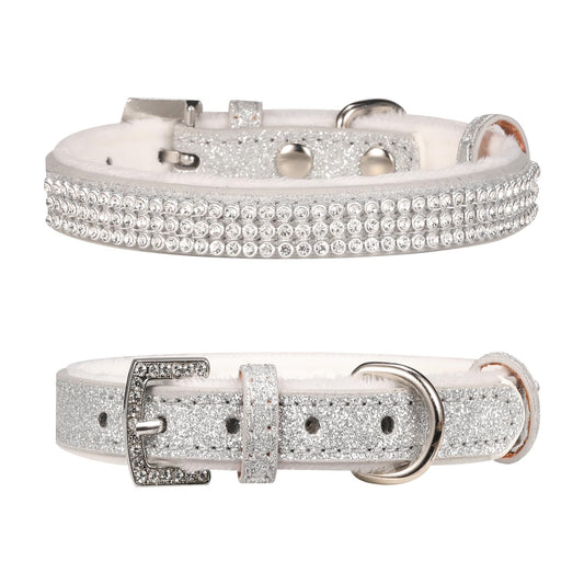 Rhinestone Dog & Cat Collar – Adjustable, Small, Silver