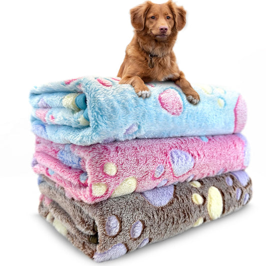 3-Pack Washable Flannel Dog Blankets – 41x31 Inch